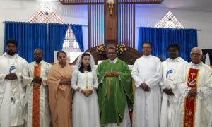 First Holy communion of a migrant girl. Rt. Rev. Dr. Paul Antony Mullassery celebarted the Holy Mass